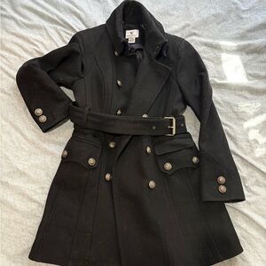 Worthington Black Double-Breasted Wool Pea Coat SZ XS